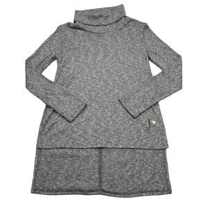 Shelly Sweater Womens L Gray Long Sleeve Turtleneck High Low Hem Pullover Knit
